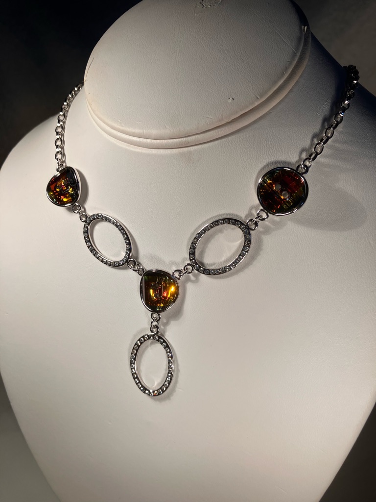 Hostess Only Necklace With Multicolored Crystal Buttons With Oval Accents. Copa